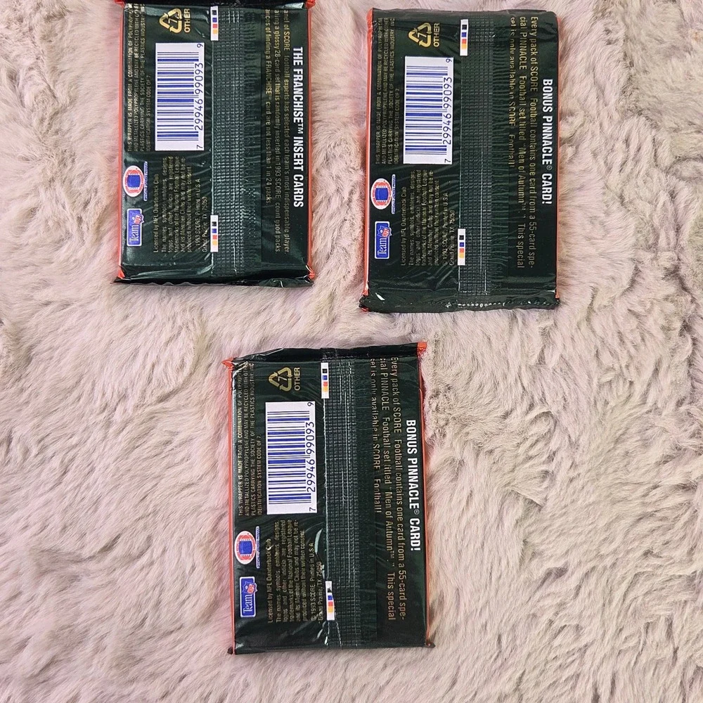 Lot of 3 1993 Score Football Wax Packs Sealed NFL Cards Bonus Pinnacle Insert